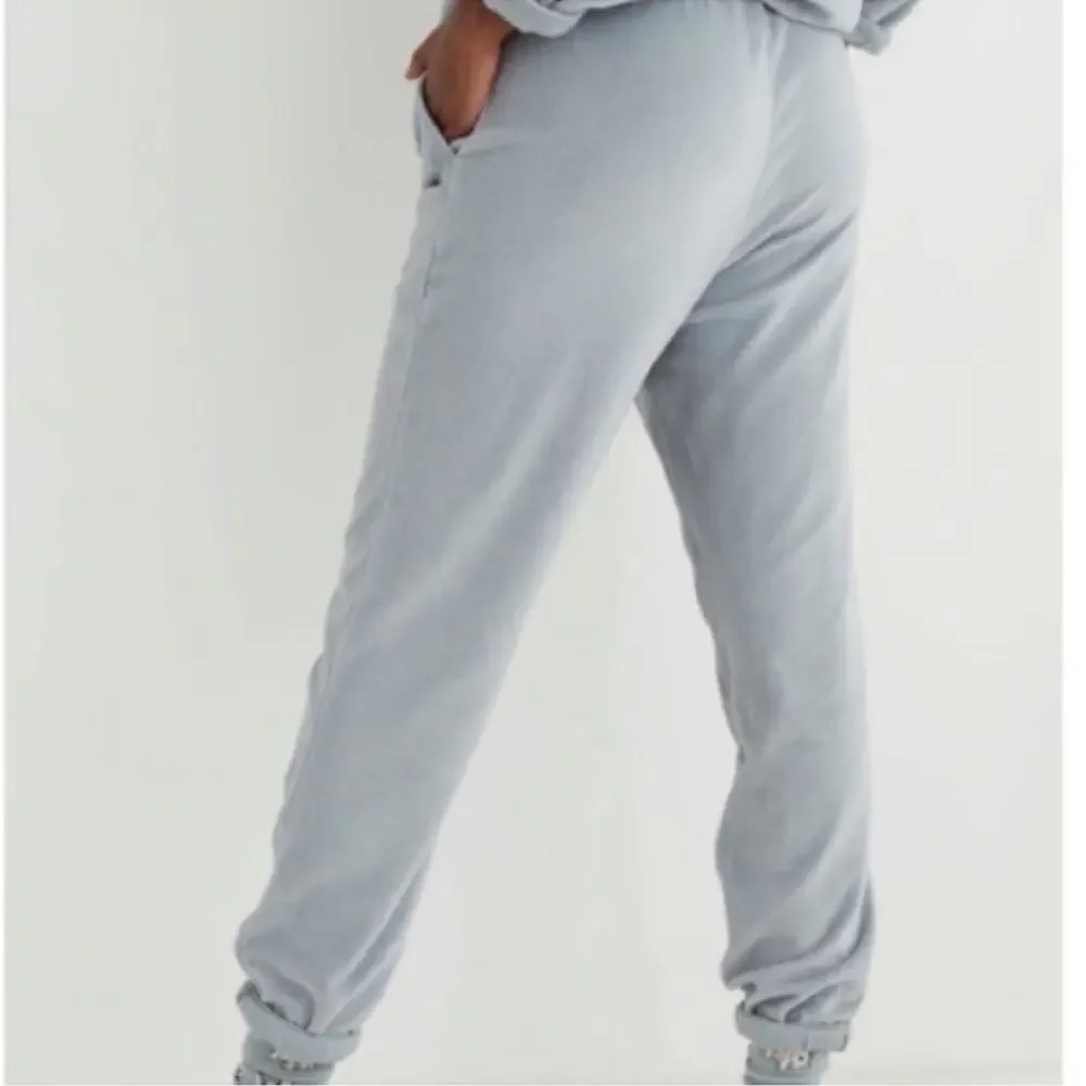 Aerie Velour Joggers Sweatshirt Set Blue Grey Size Small
